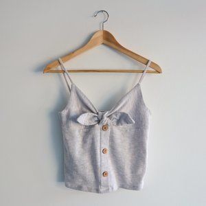 ONLY Ribbon Detailed Crop Top - Grey, XS
